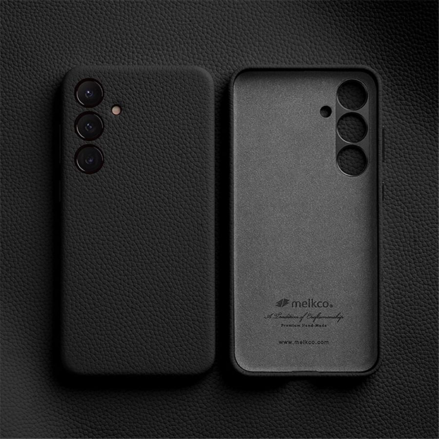 660184718B-2 MELKCO For Samsung Galaxy S24 Case Premium Genuine Leather Full-Wrap Phone Cover