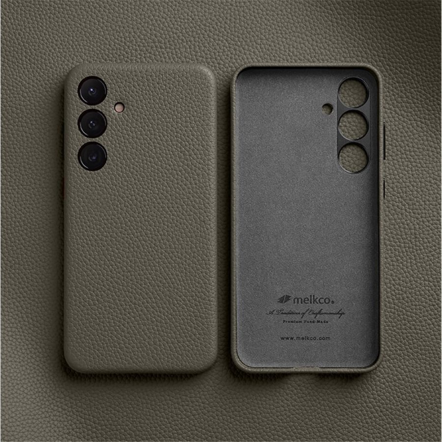 660184718D-2 MELKCO For Samsung Galaxy S24 Case Premium Genuine Leather Full-Wrap Phone Cover