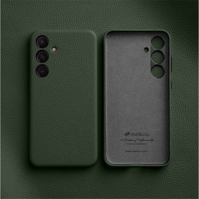 660184718F-2 MELKCO For Samsung Galaxy S24+ Case Premium Genuine Leather Full-Wrap Phone Cover