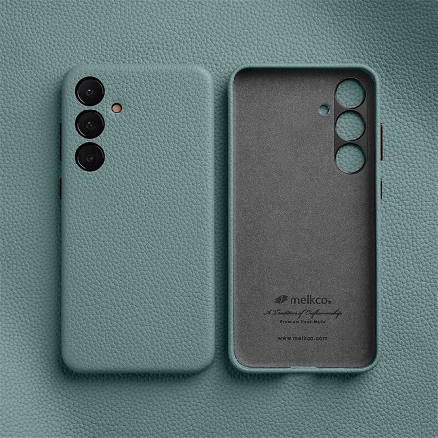 660184718G-2 MELKCO For Samsung Galaxy S24 Case Premium Genuine Leather Full-Wrap Phone Cover