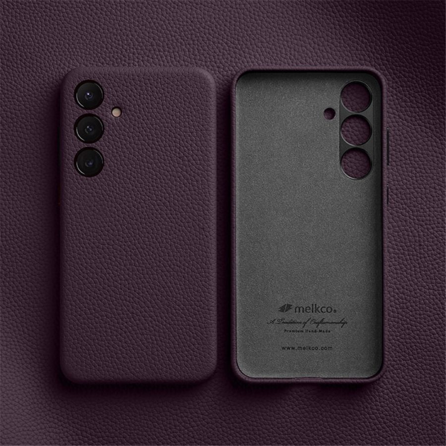 660184718H-2 MELKCO For Samsung Galaxy S24 Case Premium Genuine Leather Full-Wrap Phone Cover