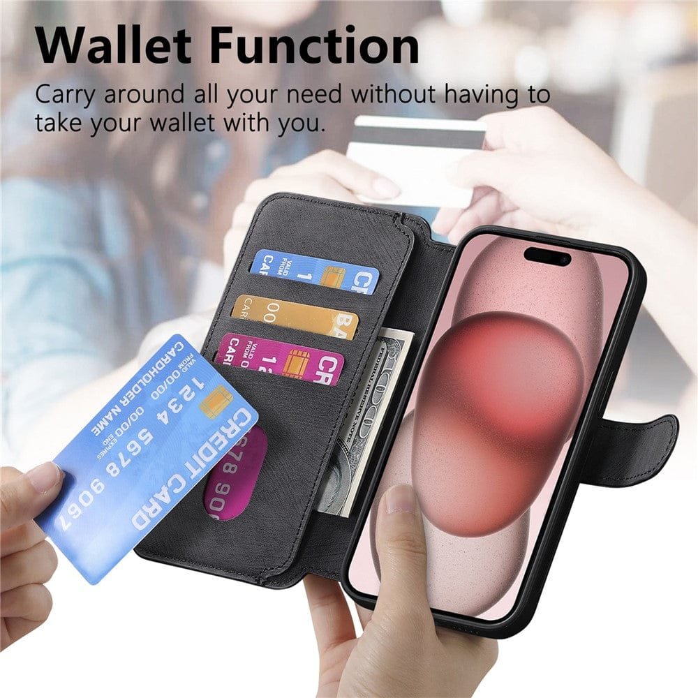 CASENEO MW-03 For iPhone 15 Case Magnetic Detachable Wallet Leather Flip Phone Cover - Image 8