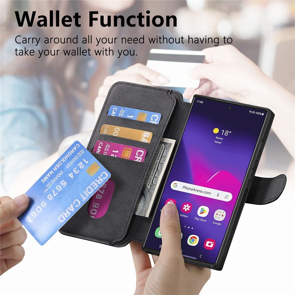 CASENEO MW-03 For Samsung Galaxy S24 Ultra Magnetic Case Detachable Wallet Leather Phone Flip Cover - Image 8