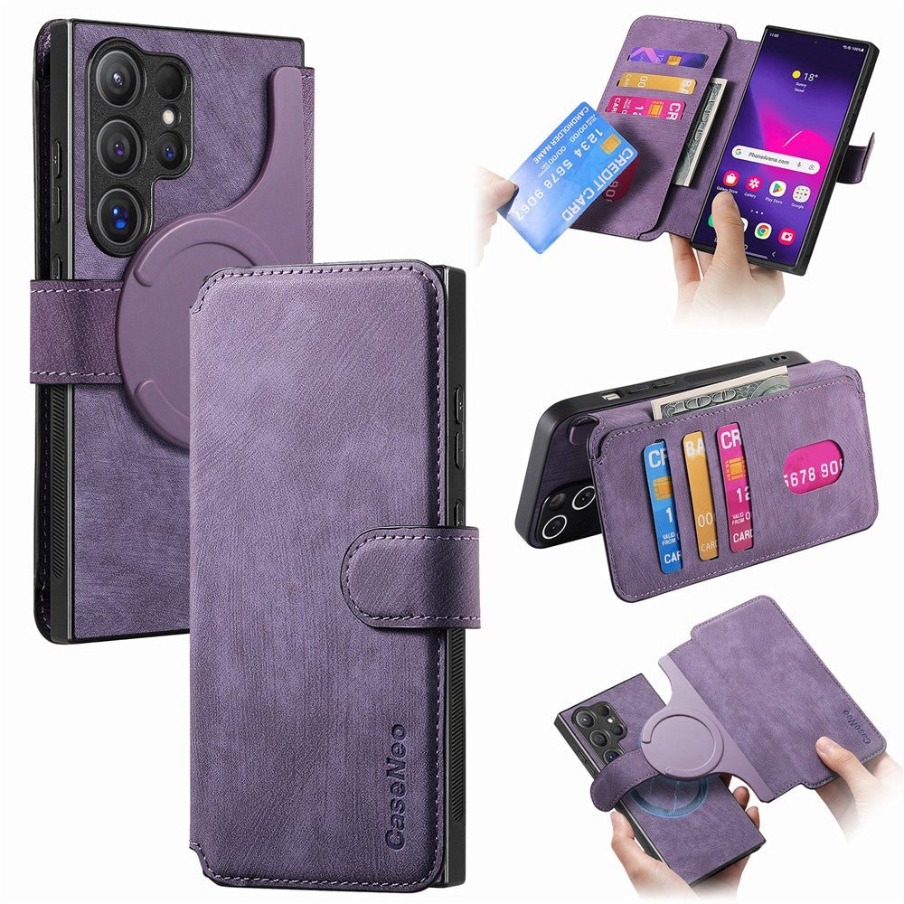 CASENEO MW-03 For Samsung Galaxy S24 Ultra Magnetic Case Detachable Wallet Leather Phone Flip Cover - Image 18