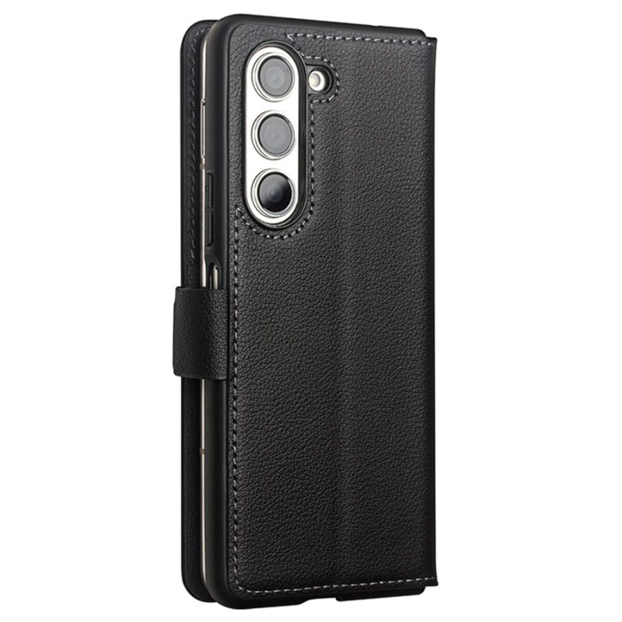 660197777A-4 QIALINO For Samsung Galaxy Z Fold5 Wallet Case Genuine Leather Flip Phone Cover with Magnetic Closure