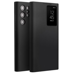 QIALINO For Samsung Galaxy S24 Ultra Case Smart View Window Genuine Cowhide Leather Flip Cover with Card Holder