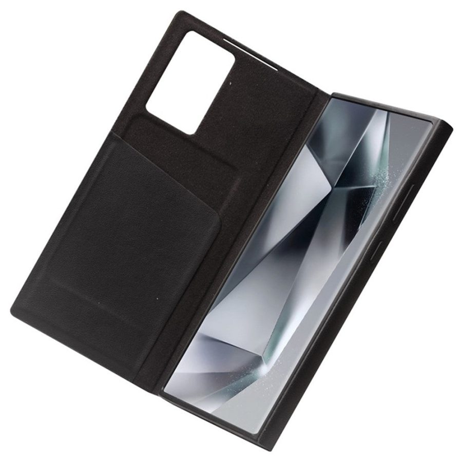 660199048A-2 QIALINO For Samsung Galaxy S24 Ultra Case Smart View Window Genuine Cowhide Leather Flip Cover with Card Holder