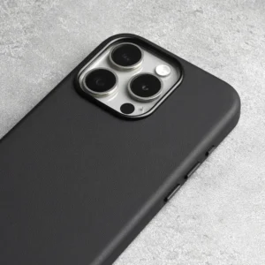 Magnetic Italian Nappa Genuine Leather Case for iPhone 16 15 14 Pro & Pro Max (Black)
