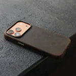 Italian Crazy Horse Cowhide Genuine Leather iPhone Case (Ferruginous Brown) | Compatible with MagSafe