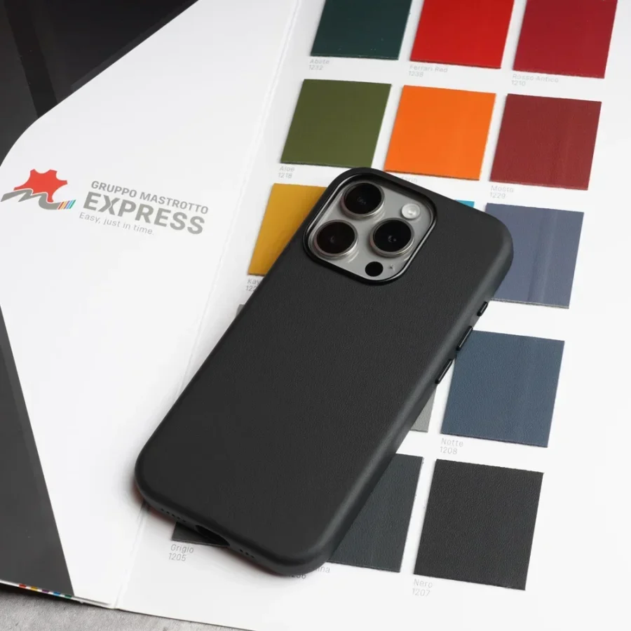 kf-S815d25fe708242f2b651ea093f96a7fbV Magnetic Italian Nappa Genuine Leather Case for iPhone 16 15 14 Pro & Pro Max (Black)