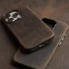 Italian Crazy Horse Cowhide Genuine Leather iPhone Case (Ferruginous Brown) | Compatible with MagSafe