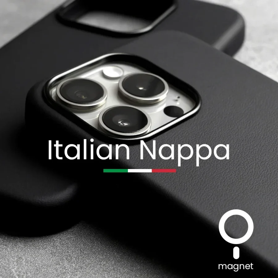 kf-Sc765243997164c0ea43bc6964f95240dx Magnetic Italian Nappa Genuine Leather Case for iPhone 16 15 14 Pro & Pro Max (Black)