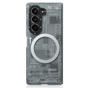 YOUNGKIT Technology Series for Samsung Galaxy Z Fold6 5G Case Hard PC Phone Cover Strongest Magnet, Shockproof Technology Black Galaxy Z Fold6 by The Case Factory