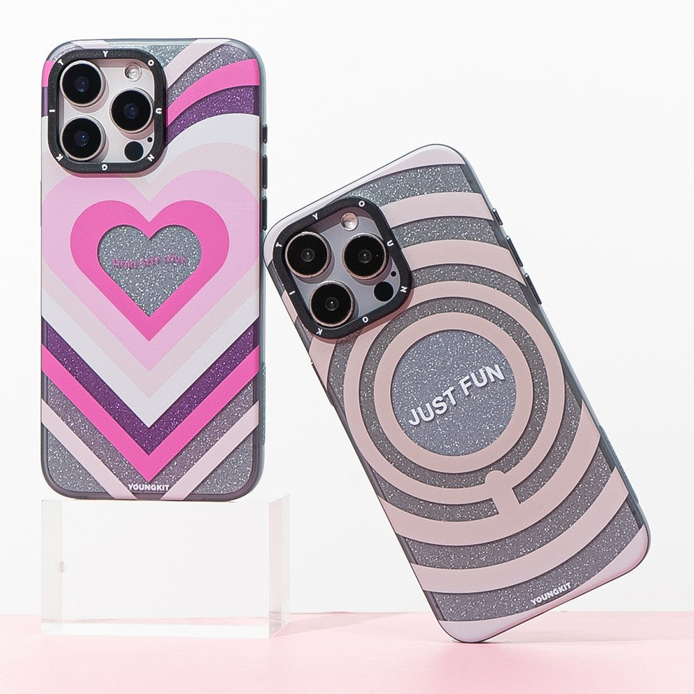 YOUNGKIT Dazzling Series For iPhone 15 Pro Max Magnetic Case Cute Pattern Hard PC Back Protective Cover by The Case Factory