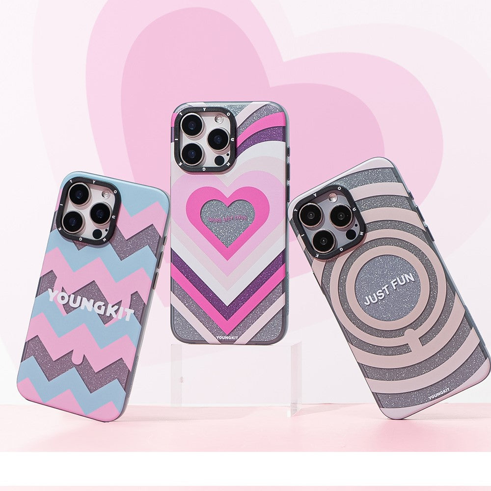 YOUNGKIT Dazzling Series For iPhone 15 Pro Max Magnetic Case Cute Pattern Hard PC Back Protective Cover by The Case Factory