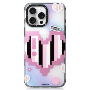 YOUNGKIT Pixel Heart Series for iPhone 16 Pro Max Magnetic Case IMD TPU Mobile Back Cover Design Pink iPhone 16 Pro Max by The Case Factory
