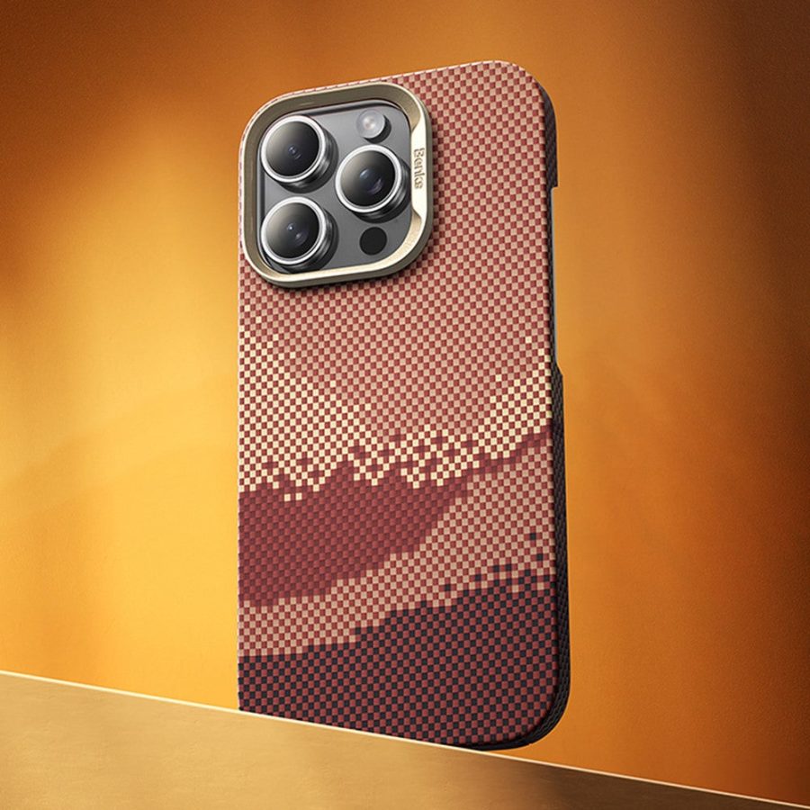 BENKS For iPhone 16 Pro Max Case Compatible with MagSafe Carbon Fiber Texture Aramid Fiber + PC Phone Cover, Gold by The Case Factory