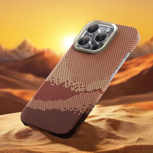 BENKS For iPhone 16 Pro Case Compatible with MagSafe Carbon Fiber Texture Aramid Fiber + PC Phone Cover, Gold by The Case Factory