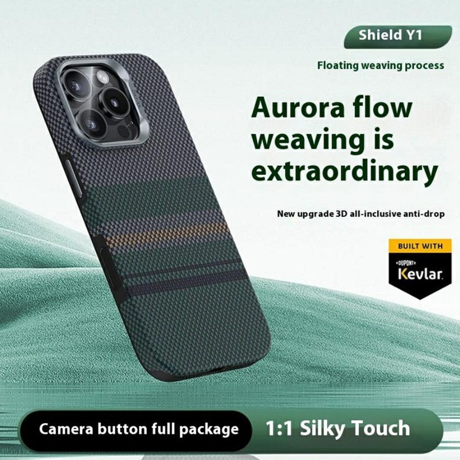 6601152405A-6 BENKS For iPhone 16 Pro Max Magnetic Case Kevlar Fiber Phone Back Cover Floating Weave Design by The Case Factory