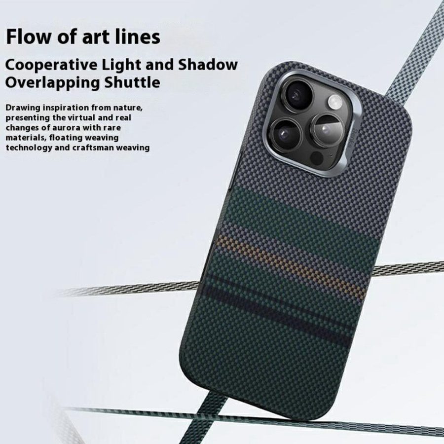 6601152406A-3 BENKS For iPhone 16 Pro Magnetic Case Kevlar Fiber Phone Back Cover Floating Weave Design by The Case Factory