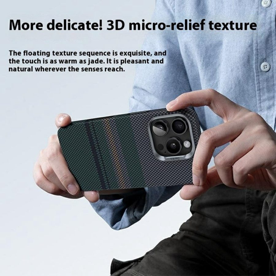 6601152406A-5 BENKS For iPhone 16 Pro Magnetic Case Kevlar Fiber Phone Back Cover Floating Weave Design by The Case Factory