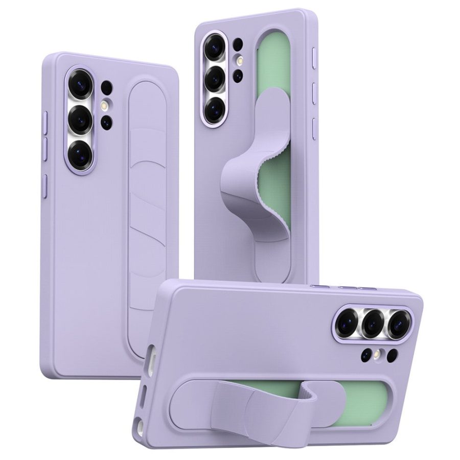 6601180372B-1 For Samsung Galaxy S23 Ultra Case Customizable Smart Key Control Wristband Kickstand PC + Silicone Phone Cover Purple Galaxy S23 Ultra by The Case Factory