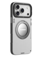 YOUNGKIT For iPhone 17 Pro Case Rotating Kickstand Shockproof TPU + PU Leather Phone Back Cover Grey iPhone 17 Pro by The Case Factory