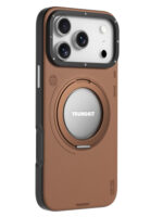 YOUNGKIT For iPhone 17 Pro Case Rotating Kickstand Shockproof TPU + PU Leather Phone Back Cover Brown iPhone 17 Pro by The Case Factory