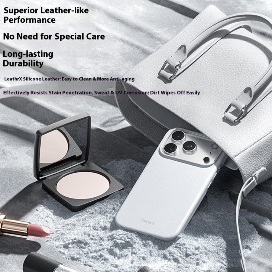 6601182700A-4 BENKS Q2 For iPhone 17 Pro Mircrofiber Leather + PC + Silicone Phone Case Compatible with MagSafe by The Case Factory