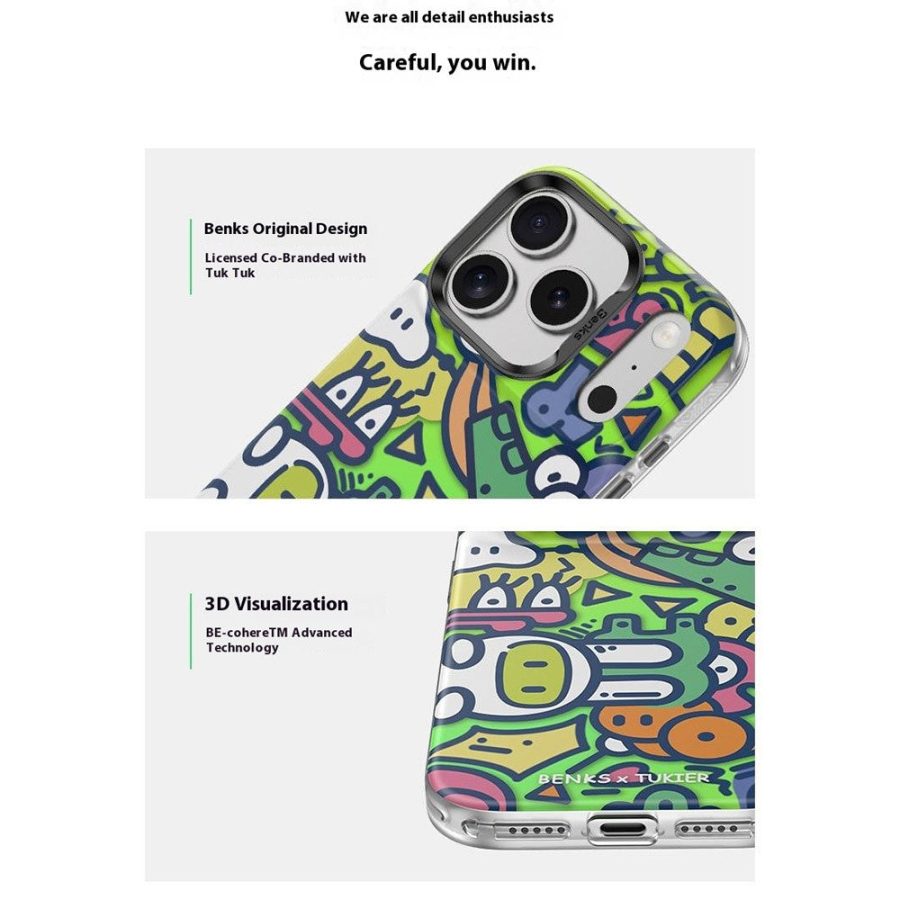 BENKS D1 for iPhone 17 Pro Magnetic Case Cartoon Pattern TPU TPE PC Phone Cover Compatible with MagSafe by The Case Factory