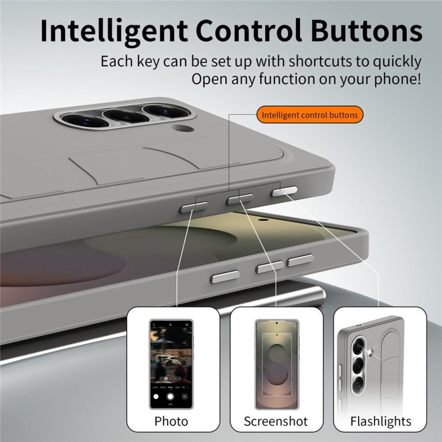 For Samsung Galaxy S24+ Case Customizable Smart Key Control Wristband Kickstand PC + Silicone Phone Cover by The Case Factory