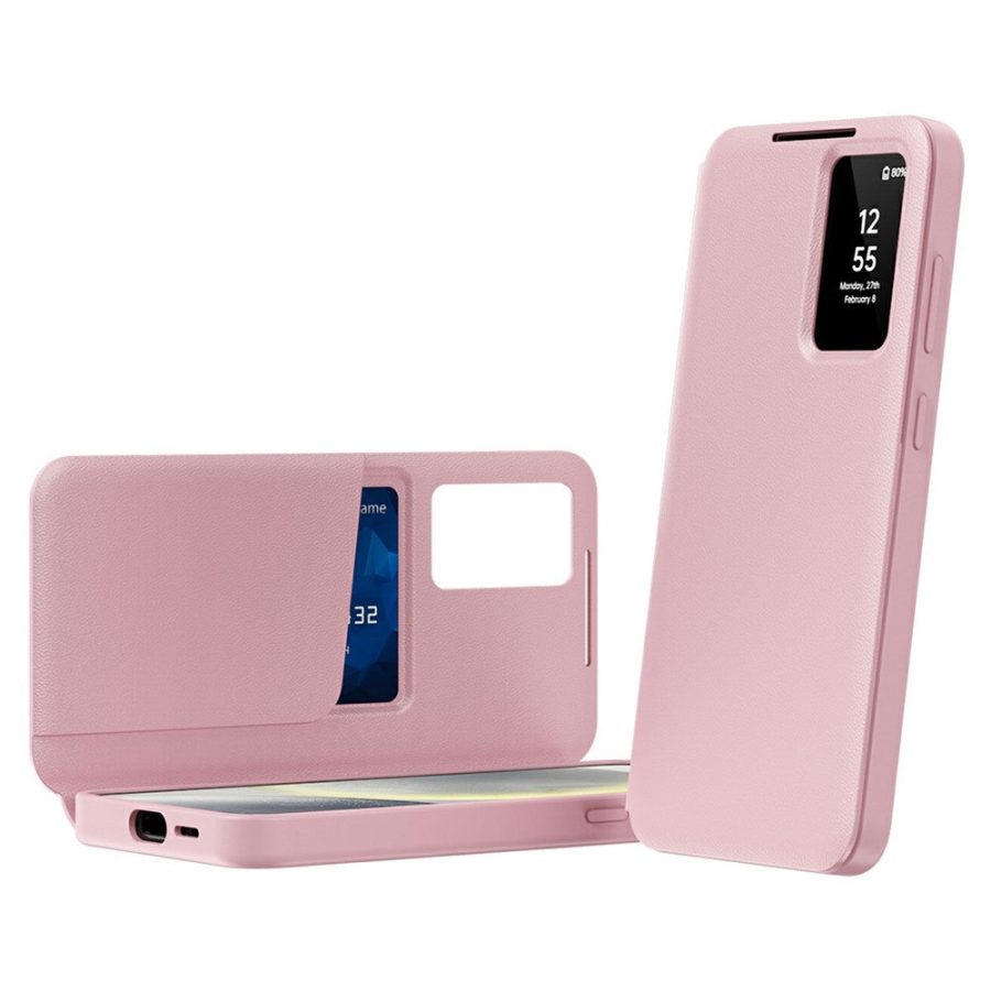 6601197268B-1 For Samsung Galaxy S26 Ultra Case with Card Holder Smart View Window Leather Phone Cover Pink Galaxy S26 Ultra by The Case Factory