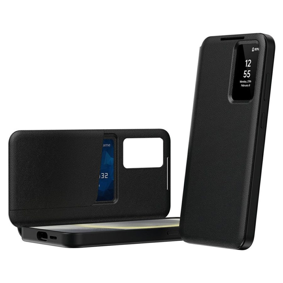 6601197268C-1 For Samsung Galaxy S26 Ultra Case with Card Holder Smart View Window Leather Phone Cover Black Galaxy S26 Ultra by The Case Factory