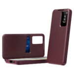 For Samsung Galaxy S26 Ultra Case with Card Holder Smart View Window Leather Phone Cover Wine Red Galaxy S26 Ultra by The Case Factory