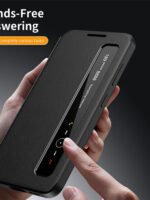 For Samsung Galaxy S25 Case Smart View Window Leather Phone Cover by The Case Factory