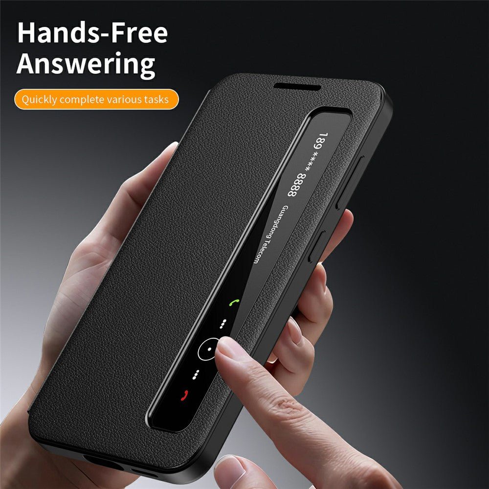 For Samsung Galaxy S25 Case Smart View Window Leather Phone Cover by The Case Factory