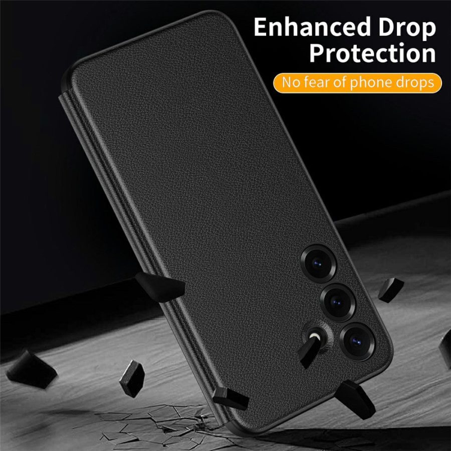 6601198401A-6 For Samsung Galaxy S25 Case Smart View Window Leather Phone Cover by The Case Factory