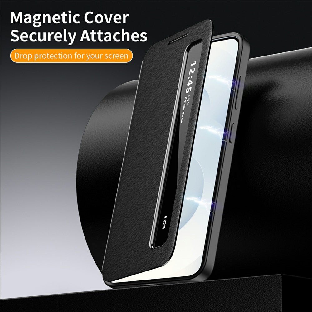 For Samsung Galaxy S25 Case Smart View Window Leather Phone Cover by The Case Factory