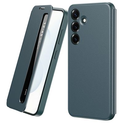 6601198402D-1 For Samsung Galaxy S24 Case Smart View Window Leather Phone Cover Green Galaxy S24 by The Case Factory