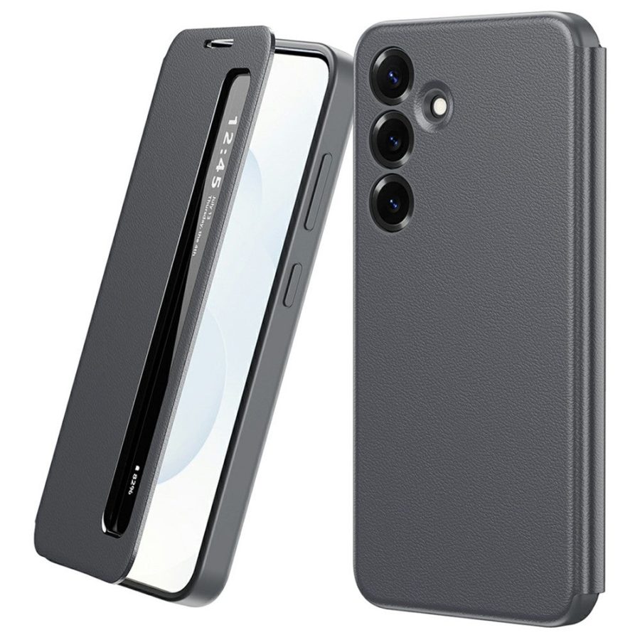 6601198403B-1 For Samsung Galaxy S24+ Case Smart View Window Leather Phone Cover Grey Galaxy S24+ by The Case Factory