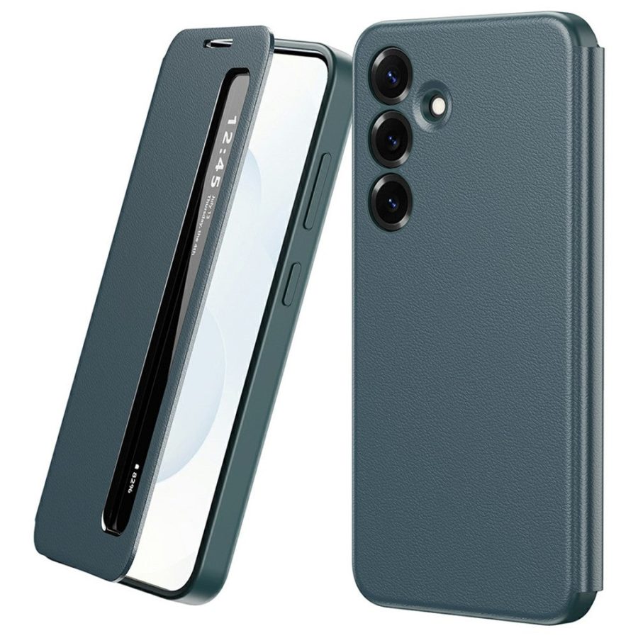6601198403D-1 For Samsung Galaxy S24+ Case Smart View Window Leather Phone Cover Green Galaxy S24+ by The Case Factory