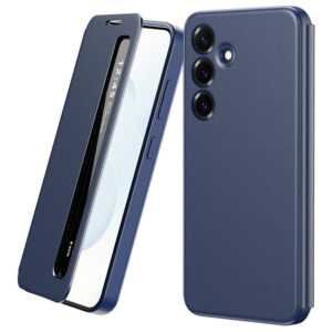 For Samsung Galaxy S25+ Case Smart View Window Leather Phone Cover Sapphire Galaxy S25+ by The Case Factory