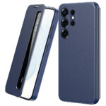 For Samsung Galaxy S22 Ultra 5G Case Smart View Window Leather Phone Cover Sapphire Galaxy S22 Ultra by The Case Factory