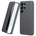 For Samsung Galaxy S23 Ultra Case Smart View Window Leather Phone Cover Grey Galaxy S23 Ultra by The Case Factory
