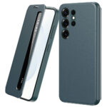 For Samsung Galaxy S24 Ultra Case Smart View Window Leather Phone Cover Green Galaxy S24 Ultra by The Case Factory