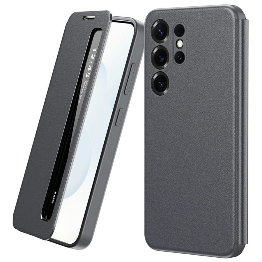 6601198412B-1 For Samsung Galaxy S25 Ultra Case Smart View Window Leather Phone Cover Grey Galaxy S25 Ultra by The Case Factory