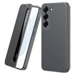 For Samsung Galaxy S22+ 5G Case Smart View Window Leather Phone Cover Grey Galaxy S22+ by The Case Factory