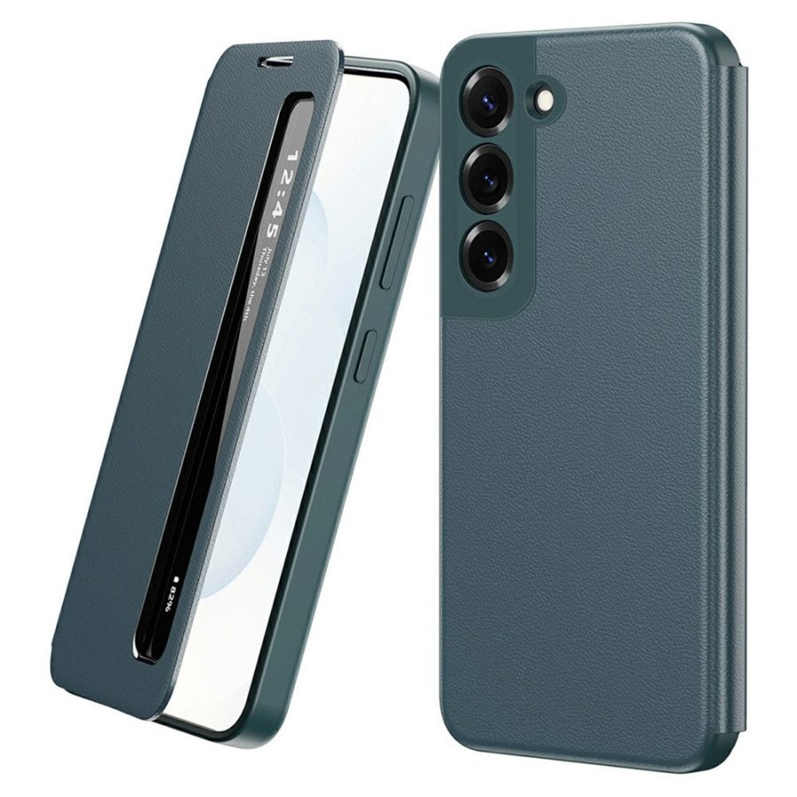6601198971D-1 For Samsung Galaxy S22+ 5G Case Smart View Window Leather Phone Cover Green Galaxy S22+ by The Case Factory