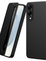 For Samsung Galaxy S25 Edge Case Smart View Window Leather Phone Cover Black Galaxy S25 Edge by The Case Factory