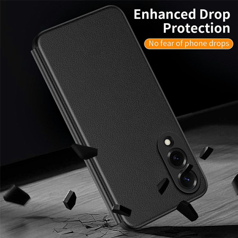 6601198975A-6 For Samsung Galaxy S25 Edge Case Smart View Window Leather Phone Cover by The Case Factory